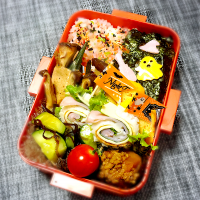 娘ちゃん、頑張って～(  ･ᴗ･ )⚐⚑のお弁当